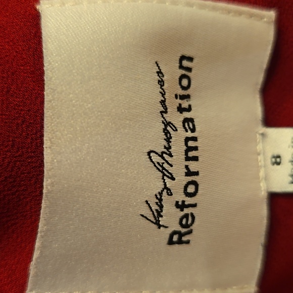 Reformation X Kacey Musgraves Stella Lace Trim Silk Dress - Crimson Size 8 Flaw - Picture 6 of 14